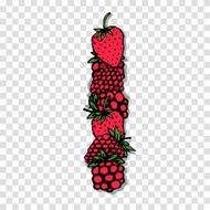 Letter I made from red berries sketch for your design