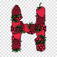 Letter H made from red berries sketch for your design