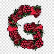 Letter G made from red berries sketch for your design