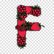 Letter F made from red berries sketch for your design
