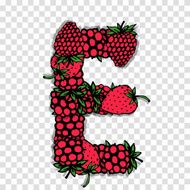 Letter E made from red berries sketch for your design
