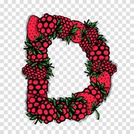 Letter D made from red berries sketch for your design