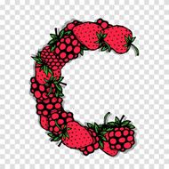 Letter C made from red berries sketch for your design