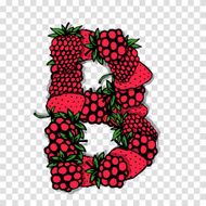 Letter B made from red berries sketch for your design