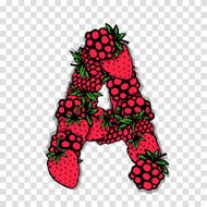 Letter A made from red berries sketch for your design