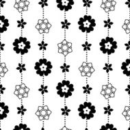 Black and White Vector Flower Pattern N5