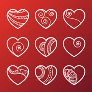 Set of White Heart Icons