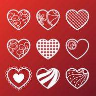 Set of White Heart Icons N2