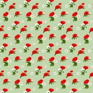 Seamless pattern with chamomile and poppies flowers N6