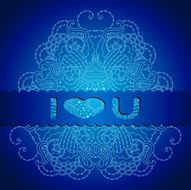 Blue card with mandala and a declaration of love