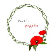 Vector white background with poppies N2