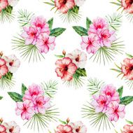Watercolor tropical flral pattern N6