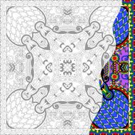 unique coloring book square page for adults - floral authentic N54
