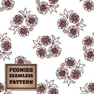 Seamless pattern with bouquet of peonies