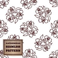 Seamless pattern with bouquet of alstroemerias