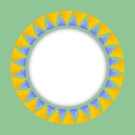 Circle paper sticker with watercolor round pattern of triangle N2