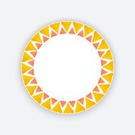 Watercolor vector bright template of triangles Round frame N2