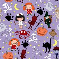 Halloween characters seamless pattern