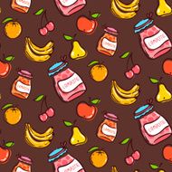 Fruits seamless pattern on a brown background