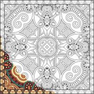 unique coloring book square page for adults - floral authentic N67
