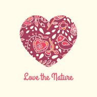 Love the nature Patterned decorative heart vector N2