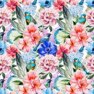 Watercolor flowers pattern