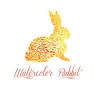 Patterned floral watercolor rabbit vector illustration