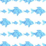 Fishes seamless watercolor background Fish pattern background vector illustration