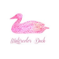 Patterned floral watercolor duck vector illustration