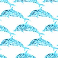 Dolphins seamless watercolor background Dolphin pattern background vector illustration