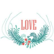 Floral vector invitation template Flower branch leaves