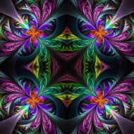 Symmetric multicolored fractal tracery Collection - frosty pattern N3
