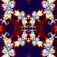 Flower pattern in fractal design Blue brown and white palette