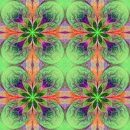 Pattern from fractal flowes in green purple and pink