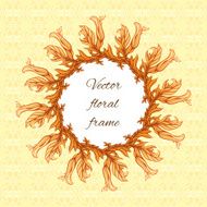 round floral frame with background of geometric shapes pattern