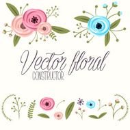 Vector floral constructor set with roses
