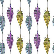 White seamless texture with colorful ornaments from bird feather