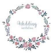 Vector Watercolor Wreath with Roses and Grass