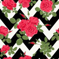 Seamless flower red roses pattern zig zag