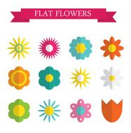 Paper Trendy Flat Flower Set Vector Illustration N2