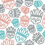 Seamless pattern skull in headdress redskin N2