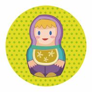 Matryoshka Russian traditional wooden doll vector pattern el N171