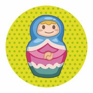 Matryoshka Russian traditional wooden doll vector pattern el N173
