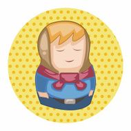 Matryoshka Russian traditional wooden doll vector pattern el N175