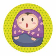 Matryoshka Russian traditional wooden doll vector pattern el N176