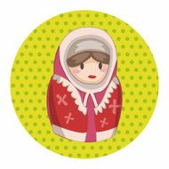 Matryoshka Russian traditional wooden doll vector pattern el N177