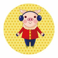 animal pig winter cartoon theme elements N2