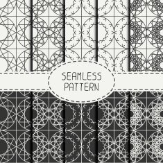 Set of geometric lattice seamless arabic pattern Islamic oriental style