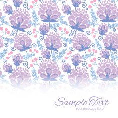 Vector soft purple flowers horizontal border card template N2