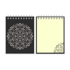 Black cover notebook with round floral pattern